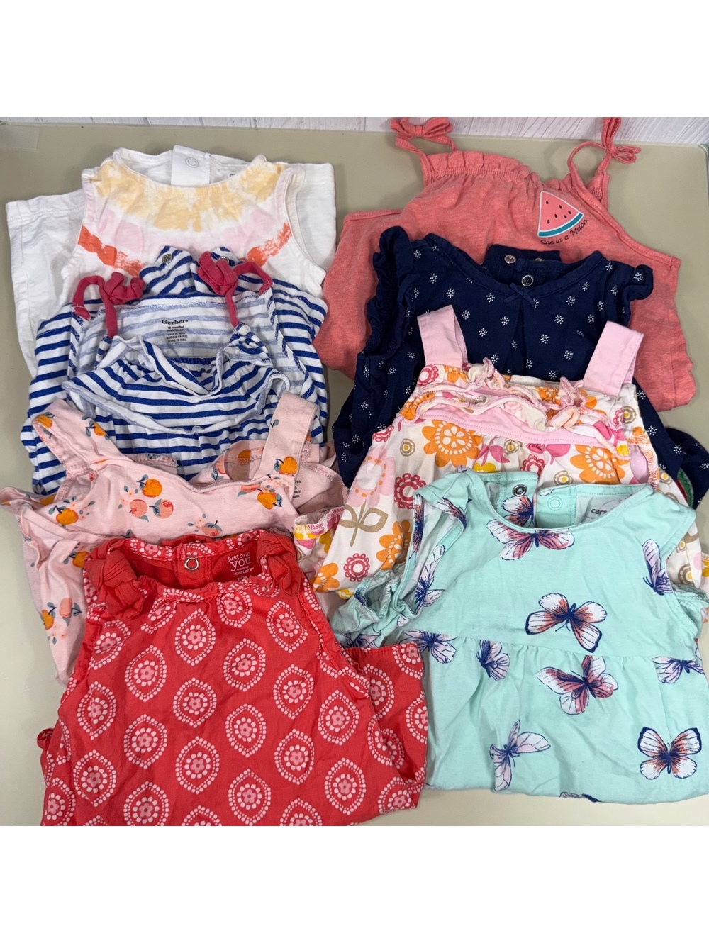 Carter’s Jumping Beans Gerber Baby Girl 12M Romper Lot